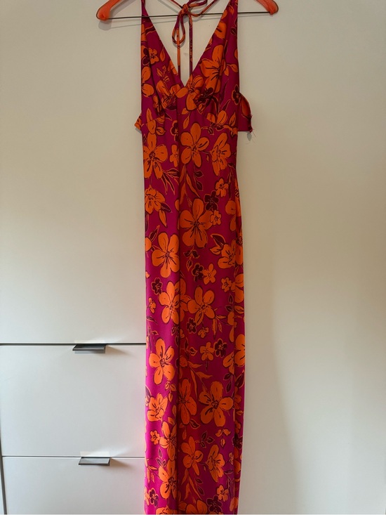 Hello Molly Dresses & Skirts - Hello Molly Fuchsia and Orange Floral Halter Maxi Dress